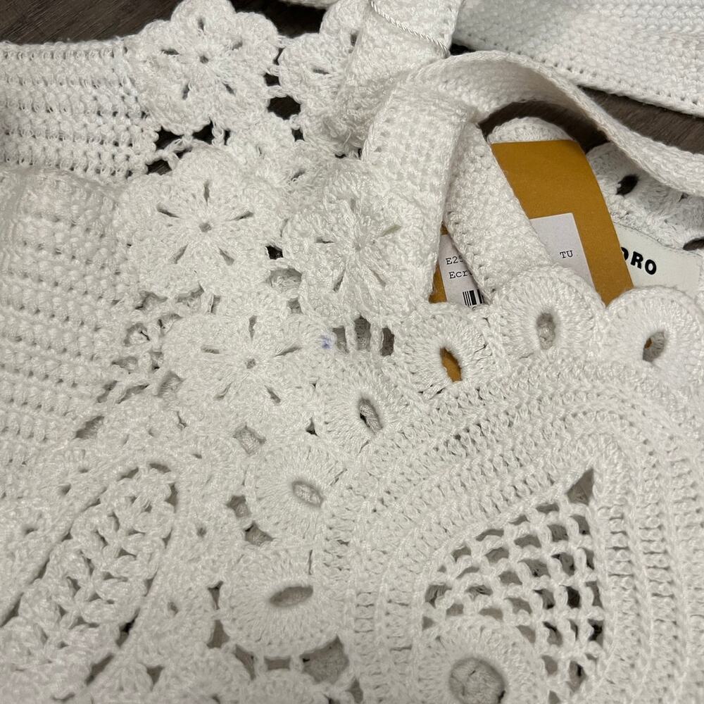 NWT Sandro White Crochet Tote / Shoulder Bag - Picture 8 of 11